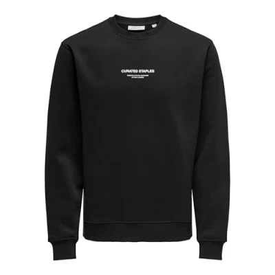 Abbildung von ONLY &amp; SONS Herren ONSCURATED REG Crew Neck Sweat Sweatshirt, Black, L