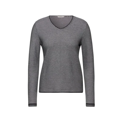 Abbildung von Cecil MIT Strukturstreifen Strickpullover, Damen, Größe: XL, Schwarz