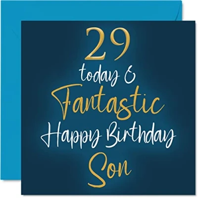 Abbildung von Fantastische Geburtstagskarte zum 29. Geburtstag für Sohn 29 Today &amp; Fantastic Karte von Mama oder Papa, Geburtstagsgeschenke, 145 mm Geburtstagsgrußkarten Geschenk