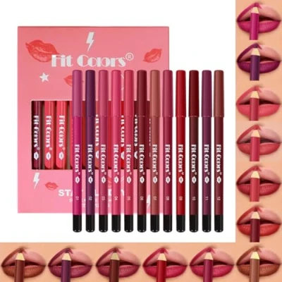 Abbildung von Baorder 12 Farben Matte Lip Liner Bleistift Set, Cremiger Samt Lippenstift, One Step Lippen Make up Kit, Fit Langlebiger Wasserdichter Glatter Hochpigmentierter Stift