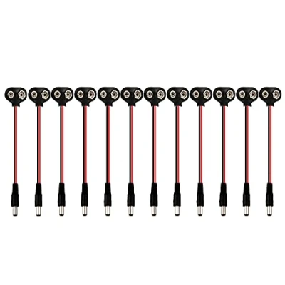 Abbildung von SENZEAL 12 Stück 9V T Typ Batterie Steckverbinder mit 2,1 x 5,5mm DC Netzstecker Batteriehalter Clip
