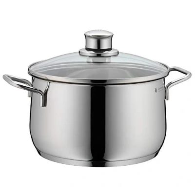 Abbildung von WMF Diadem Plus Kochtopf 20cm groß, Glasdeckel, Fleischtopf Induktion 3,7l, Cromargan Edelstahl poliert, Nudeltopf unbeschichtet