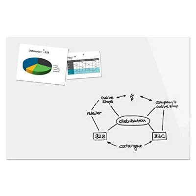 Abbildung von Be!Board B1500 Große Glas Magnettafel / Whiteboard rein weiß, 150 x 100 cm, magnetisch &amp; beschreibbar, incl. 2 Neodym Magnete, rahmenlos, für Büro und Schule