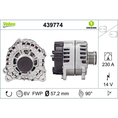 Abbildung von VALEO 439774 Lichtmaschine 14V 230A VOLKSWAGEN: Touareg II, PORSCHE: Cayenne