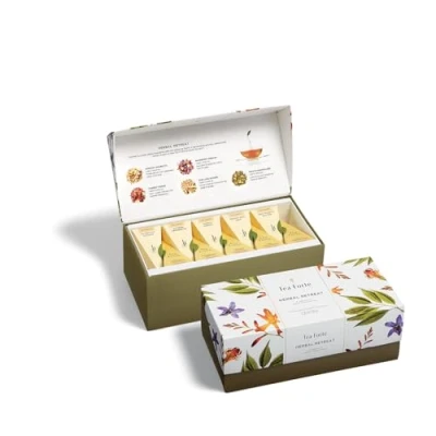 Abbildung von Tea Forte Presentation Box Sampler Gift Set, 20 Assorted Variety Handcrafted Pyramid Infuser Bags (Herbal Retreat)