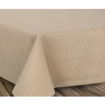 Abbildung von BEAUTEX fleckenabweisende und bügelfreie Tischdecke Tischtuch mit Lotuseffekt Tischwäsche in Leinenoptik, Rund 160 cm, Sand