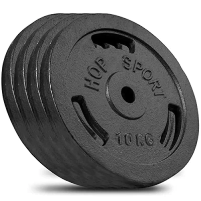 Abbildung von Hop Sport 40 kg Gusseisen Hantelscheiben 30mm Guss Gewichte Hantel Sets zur Auswahl: 4x10kg / 2x20kg 4x5kg+2x10kg 30/31 mm Bohrung (4x10kg)