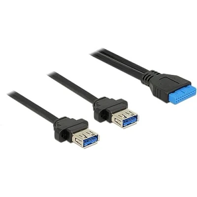 Abbildung von Delock 85244 Kabel Pfostenbuchse, 19 Polig 2X USB 3.0, 2mm schwarz
