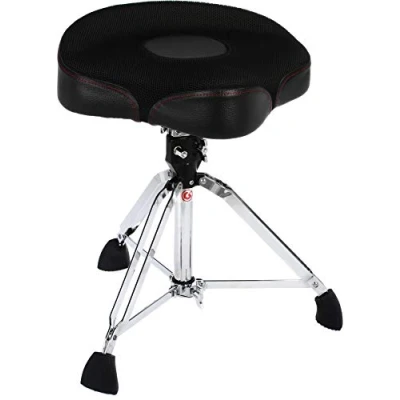 Abbildung von Gibraltar Schlagzeughocker, Drumhocker 9000 Series Air Tech Motorcycle Pro Saddle 2 Tone, 9608MW2T (Durchmesser: 43cm, mit atmungsaktiven Nylongewebe, Super Lock, &#039;Super Foot&#039; Gummifüße)