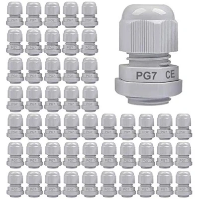 Abbildung von Gebildet 50Stücke PG7 Kabelverschraubung, IP68 wasserdichte Kabelverschraubungen mit Gegenmutter Kunststoff M12 x 1.5, Kabelsteckverbinder Verstellbare, Gelenke (Weiß)