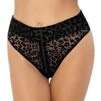 Abbildung von Slip aus Stretch Feinnetz mit Leo Samtflockprint