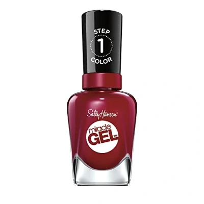 Abbildung von Sally Hansen Miracle Gel Nagellack ohne künstliches UV Licht Dig Fig, Weinrot, mit intensiv glänzendem Finish, Nr. 440, (1 x 14,7 ml)
