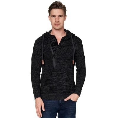 Abbildung von 1/2 Zip Grobstrick Slim Fit Kapuzen Pullover