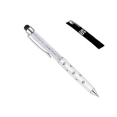 Abbildung von QUALITÄT 2 in 1 Kapazitiver Touchscreen Stylus und Kugelschreiber mit Swarovski Kristallen. FREIE NACHFÜLLUNG (WEISS)