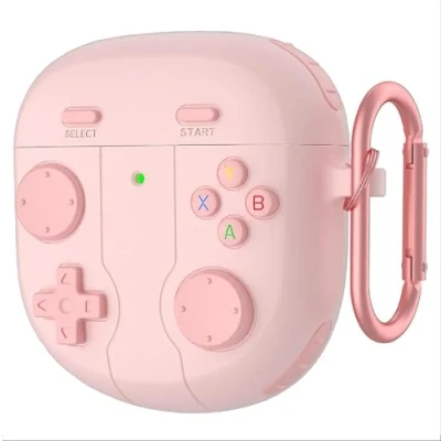 Abbildung von GIOPUEY Hülle Kompatibel mit Bose QuietComfort Earbuds II/Ultra 2023, Niedlich Spaß Cartoon Silikon TPU Schutzhülle Schlüsselbundhaken Case Cover für Jungen Mädchen Männer Frauen pink