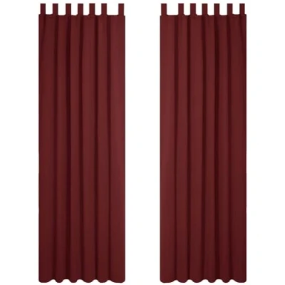 Abbildung von Deconovo Vorhang Blickdicht mit Schlaufen Thermo Verdunkelungsgardinen Schlafzimmer Thermovorhang Kälteschutz gegen Kälte Hitzeschutz, 290x140 cm(HöhexBreite), Rot, 2er Set