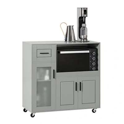 Abbildung von SoBuy Sideboard FSB78, auf Rollen Küchenwagen Mikrowellenschrank Küchenschrank Rollwagen