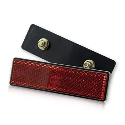 Abbildung von Reflektor Motorrad hinten rechteckig rot 94x27,5mm 2 x M5 Bolzen Rückstrahler Katzenauge Roller Quad E geprüft