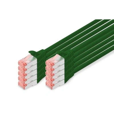 Abbildung von DIGITUS LAN Kabel Cat 6 2m 10 Stück RJ45 Netzwerkkabel S/FTP Geschirmt Kompatibel zu 6A &amp; 7 Grün
