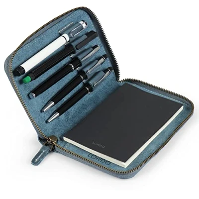 Abbildung von Londo Echtleder Padfolio mit Stifthalter Notepad und Reißverschluss
