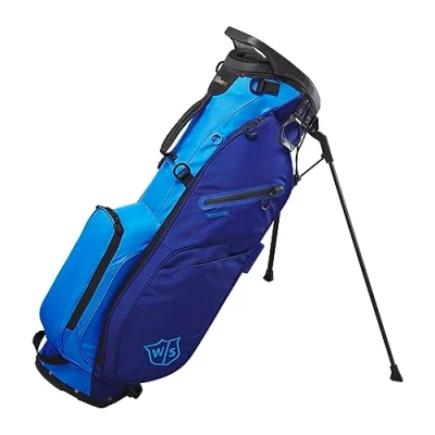 Abbildung von Wilson Staff Golftasche, EXO Lite Stand Bag, Trage /Trolleytasche, 4 Fächer für diverse Eisen, Dunkelblau/Hellblau