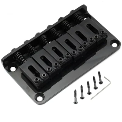 Abbildung von Musiclily Pro 52,5mm Modern Hardtail Steg Fester Bridge für Strat Tele Style E Gitarre, Schwarz