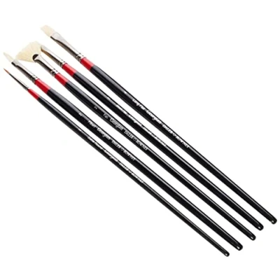 Abbildung von Georgian Daler Rowney Georgisches Ölpinsel Set, Schweineborsten und Zobelhaar, Langer Griff, 5 Verschiedene Pinsel, ideal für professionelle Künstler