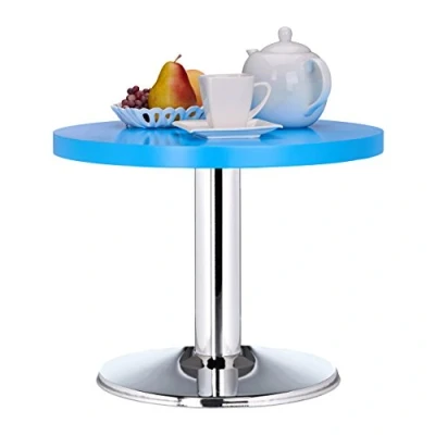 Abbildung von Relaxdays runder Beistelltisch HxD: 41 x 50 cm, dekorativer Materialmix Wohnzimmertisch, niedriger Kindertisch, blau