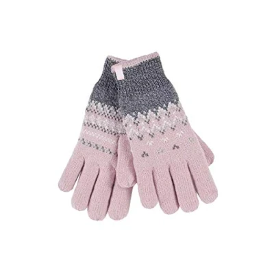 Abbildung von HEAT HOLDERS Damen Winter Fleece Strick Elegant Norwegermuster Handschuhe (S/M, Coral (Trondheim))