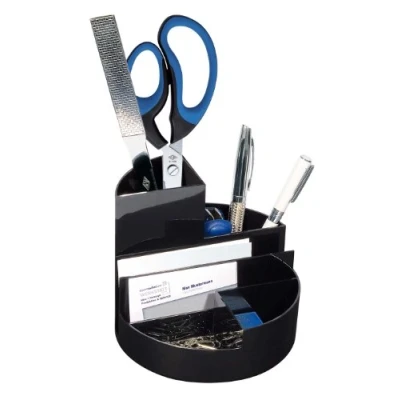 Abbildung von Wedo 75501 Butler Rundbox (6 Fächer inkl. Briefablage und Notziblätterfach) schwarz