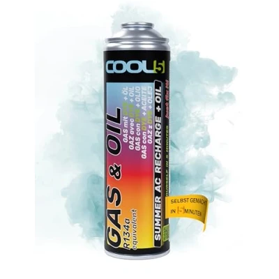 Abbildung von COOL5 2in1 kältemittel r134a mit Öl, klimagas für Klimaanlagenbefüllung PKWs 1995 2016 + Universalreiniger 500ml