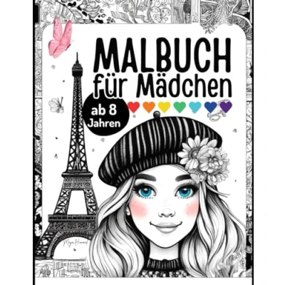 Abbildung von Malbuch für Mädchen ab 8 Jahre Das ideale Geschenk &amp; Teenager: 50 zauberhafte Motive (Mode, Pferde, Portraits, Regenbogen, Muster) zum Ausmalen zur Beschäftigung