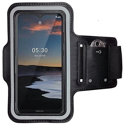 Abbildung von CoverKingz Sportarmband für Nokia 5.3 Armtasche mit Schlüsselfach Oberarm Halterung Sport Laufarmband Handy Armband Schwarz