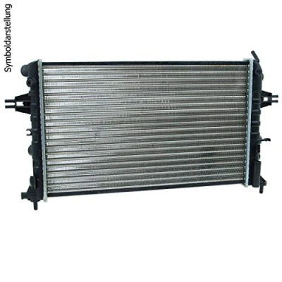 Abbildung von VALEO 731378 Kühler, Motorkühlung Aluminium 378 430 23 mit Kühlmittelregler Kühlrippen mechanisch gefügt RENAULT: MEGANE 1 Cabriolet, Kangoo I, CLIO 2