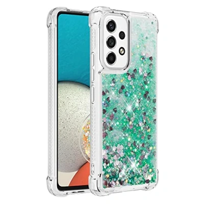Abbildung von KBIKO zxl Kompatibel mit Glitzer Hülle für Samsung Galaxy A53 5G Handyhülle TPU Silikon Cover Erhöhte Kanten Flüssigkeit Treibsand Schutzhülle 5G.Green YBL
