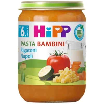 Abbildung von HiPP Bio Menüs ab 10. Monat Pasta Bambini, Rigatoni Napoli, 220g, 6er Pack (6x220g)