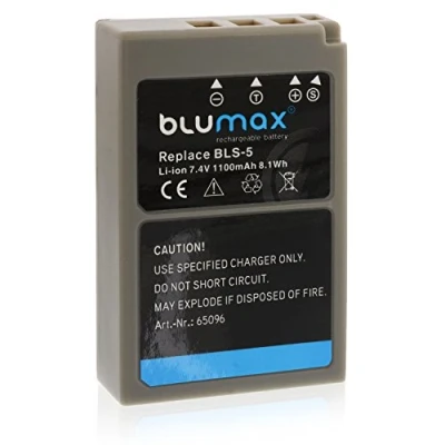 Abbildung von Blumax Akku ersetzt Olympus BLS 5 / 50 BLS5 1100mAh kompatibel mit Stylus 1 1s Pen E PL2 PL3 PL5 PL6 PL7 P3 PM1 PM2 OMD M10 und Mark II