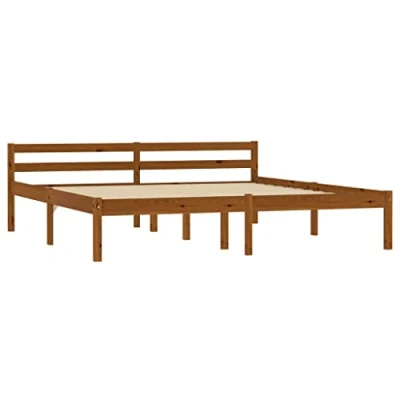 Abbildung von vidaXL Kiefernholz Massiv Bettgestell Holzbett Doppelbett Futonbett Massivholz Bett Bettrahmen Lattenrost Schlafzimmerbett Honigbraun 160x200cm