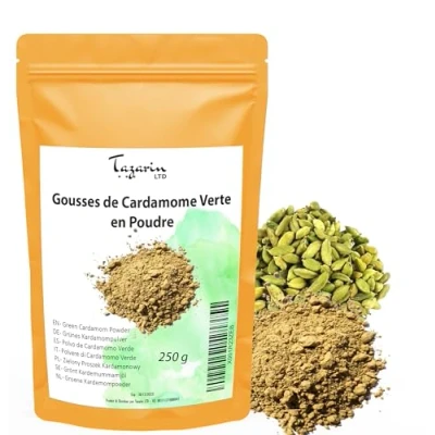 Abbildung von 250g Kardamom Gemahlen Pulver Intensives Aroma &amp; Geschmack 100% Natürlich, Rein und Ohne Zusatzstoffe TazarinLtd
