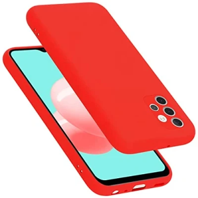 Abbildung von Cadorabo Hülle kompatibel mit Samsung Galaxy A32 4G Silikon Handyhülle für Case aus flüssigem stoßfeste dünne TPU Schutzhülle Liquid ROT