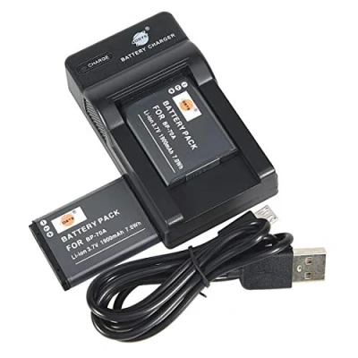 Abbildung von DSTE BP 70A Li Ionen Batterie (2 Pack) und Micro USB Ladegerät kompatibel mit Samsung ST30 ST60 ST61 ST65 ST66 ST67 ST70 ST71 ST72 ST76 ST80 ST90