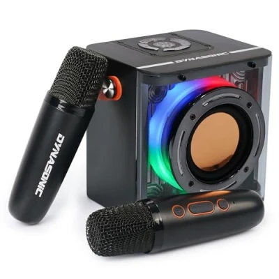Abbildung von DYNASONIC B52 Karaoke mit Zwei Mikrofonen, Bluetooth Lautsprecher für Kinder, elektronisches Spielzeug Kinder (Schwarz)