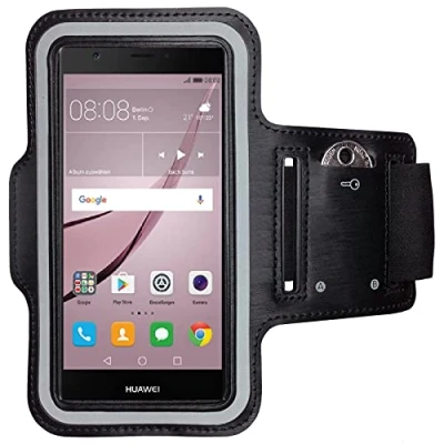 Abbildung von CoverKingz Sportarmband für Huawei Nova Armtasche mit Schlüsselfach Sport Laufarmband Handy Armband Schwarz