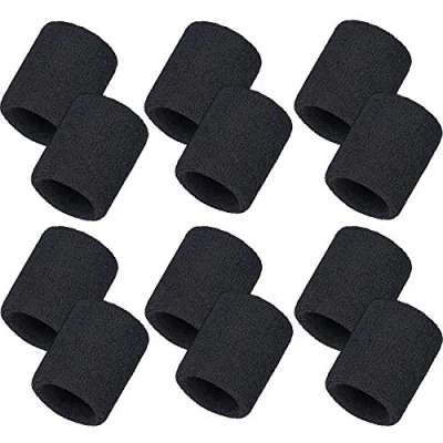 Abbildung von 12 Packung Schweißbänder Sport Armband Baumwolle Schweißband für Männer und Damen, Gut Tennis, Basketball, Laufen, Gym, Ausarbeiten (Schwarz)