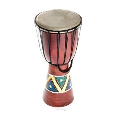 Abbildung von 20cm Djembe Bunt Bemalt Trommel Bongo Drum Handtrommel Buschtrommel Percussion Kinder Fair Trade