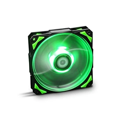 Abbildung von NOX Hummer H FAN NXHUMMERF120LG 120 mm PC Gehäuselüfter, helle LEDs, 7 durchscheinende Flügel, hydraulische Lager, Stützecken aus Gummi, grün schwarz