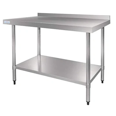 Abbildung von Vogue Edelstahl Gastronomietisch mit Aufkantung 600 mm, poliert, einfache Selbstmontage, 90x60x70 cm, 1 Ablage, gewerbliche Küchenmöbel, GJ505