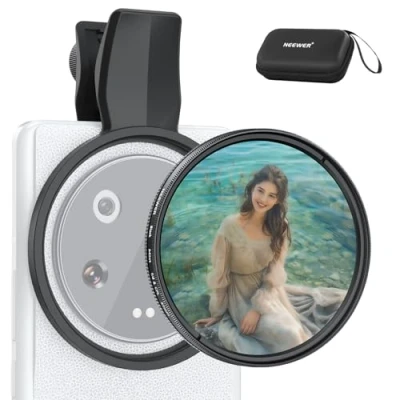 Abbildung von NEEWER 2 in 1 67mm Clip On CPL Polfilter und Black Diffusion 1/4 Filter kompatibel mit Android Samsung Google Pixel Huawei Xiaomi, zirkularer Polarisationsfilter Kameraobjektiv Fotozubehör Set, FL B35