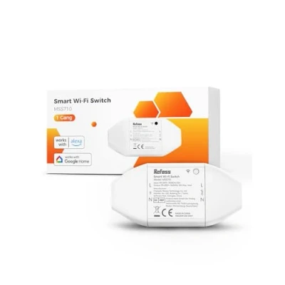 Abbildung von Refoss WLAN Schalter Universal Smart WiFi Switch mit Fernbedienung, Sprachsteuerung, funktioniert Alexa, Google Home, DIY Intelligenter Schalter, 2500W, 1 Stück