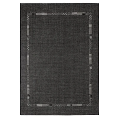 Abbildung von andiamo In &amp; Outdoor Teppich Louisville moderner Webteppich Bordüre vollständig umkettelt Flachgewebe Bettumrandung 67 x 140 cm anthrazit